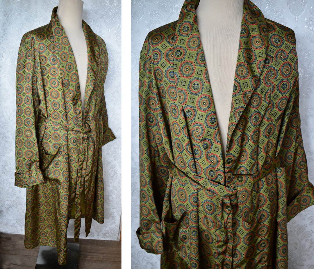 Vintage Paisley Green Red Dressing Gown Mens Small/ Medium Etsy