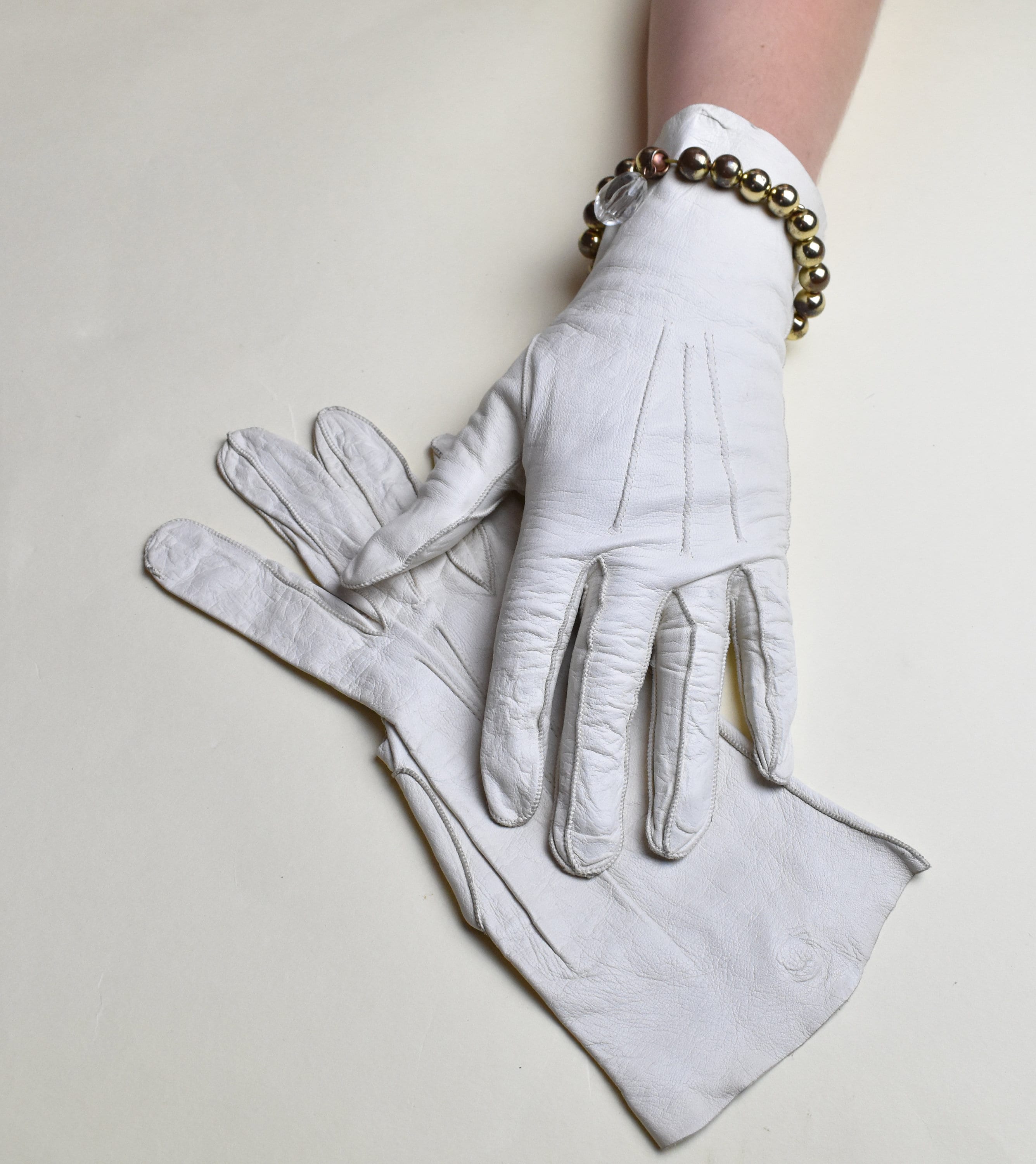 Vintage Milord Cream Leather Gloves Size 6.5 40's Short Etsy UK