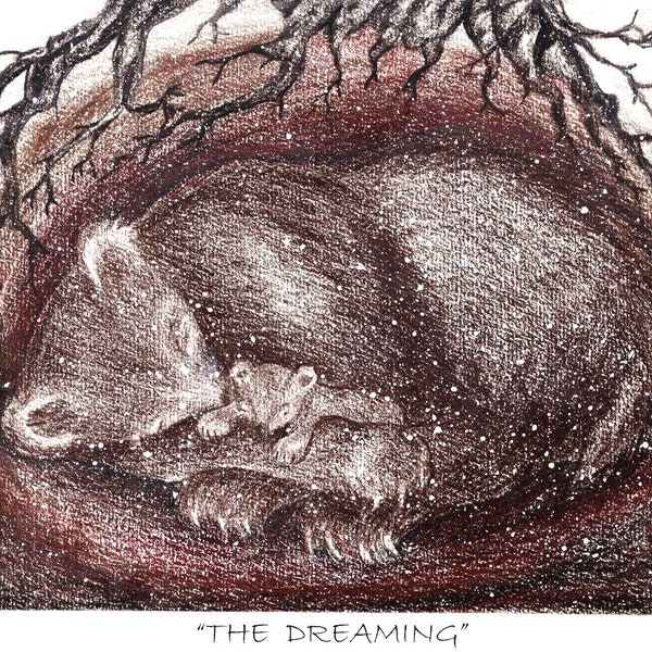 DREAMING BEAR and cub greeting card shamanic pagan wiccan spiritual new age magical mystical