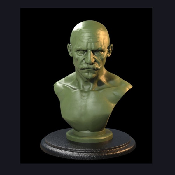 Mustache Human Hero Bust Miniature | Fighter | Warrior | Boxer | Table Top Role Playing | Dungeons and Dragons | | D&D| Wargaming