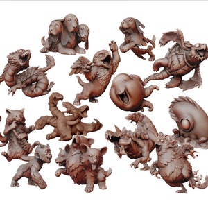 Baby Monster Miniatures | Beholder | Hydra | Manticore | Griffon | Tarrasque | Table Top Role Playing | Dungeons and Dragons | D&D