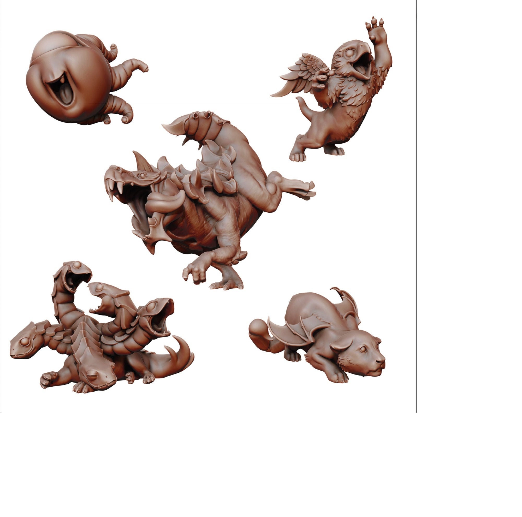 Baby Monster Miniatures Beholder Hydra Manticore Etsy