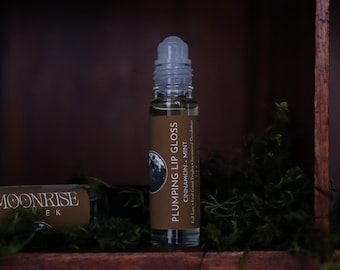 Plumping Lip Gloss • Peppermint & Cinnamon • Volumizing Shine • Vegan