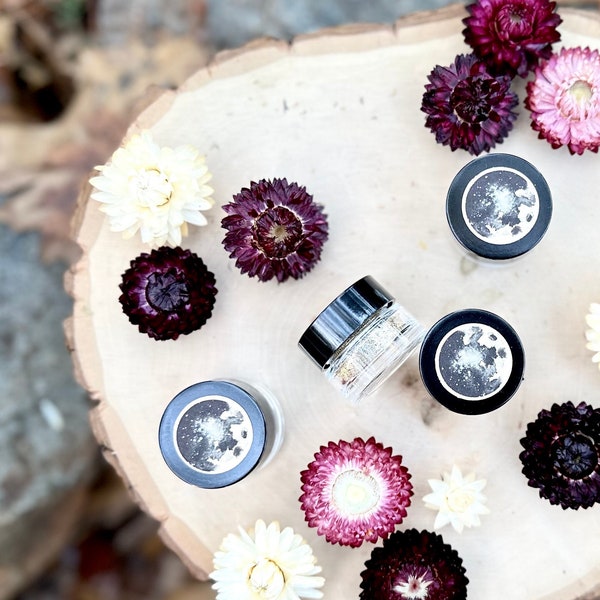 Eco Glitter Set • Gold + Rainbow + Silver + Black • Four Glass Jars • For Face and Body