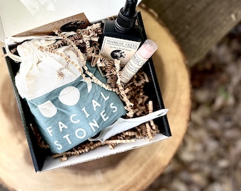 Face Massage Stone Gift Set • Set of 6 Stones + Squalane Facial Serum