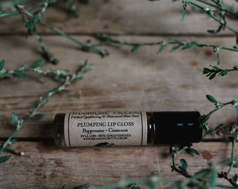 Lip Plumper Lip Gloss • Peppermint + Cinnamon • Full Lips + Feel Good Tingles + Increased Circulation • Vegan + Natural + Cruelty Free