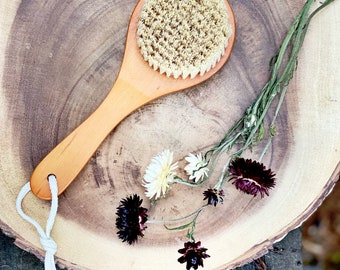 Dry Body Brush • Cleansing + Exfoliating • Eco Friendly Body Care Routine • Vegan Natural Bristles + Wood Handle