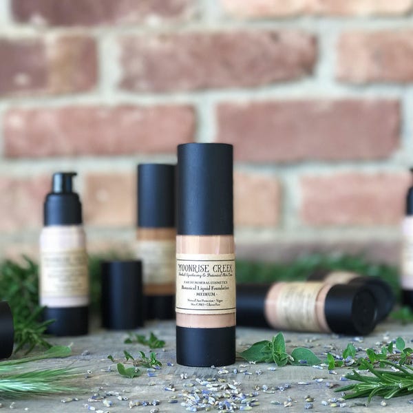 Liquid Foundation • Botanical Blend • Natural Sun Protection • Earth Mineral Cosmetics • Vegan + Organic + Cruelty Free + GMO Free + GF