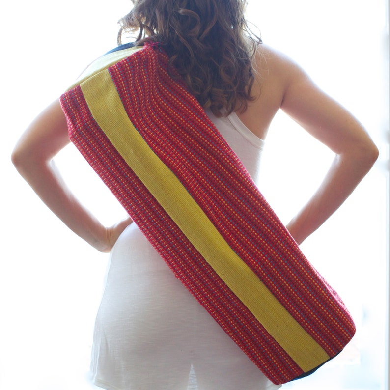 1 Zip Hand Woven Yoga Mat Bag Red With Dots Etsy