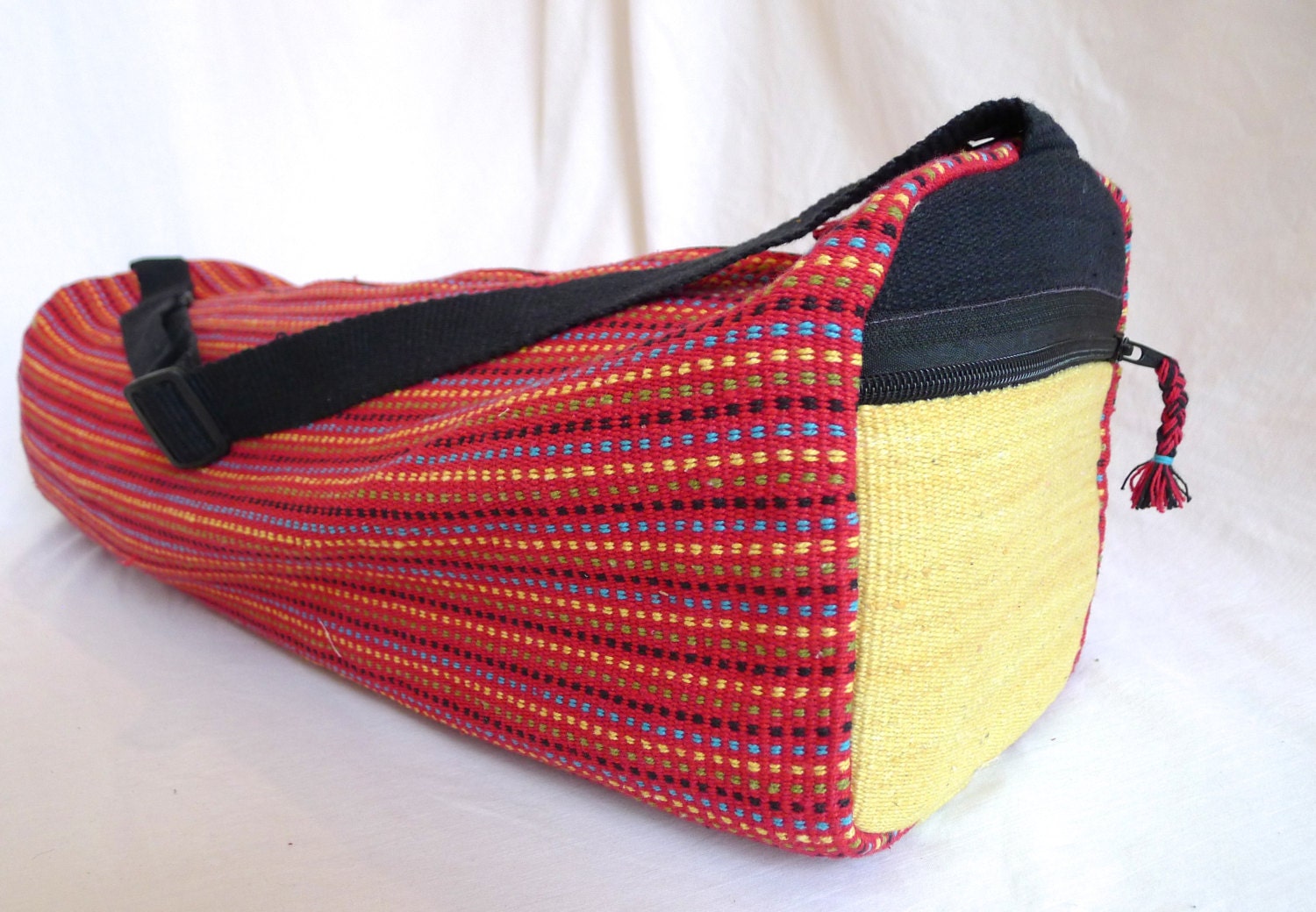 1 Zip Hand Woven Yoga Mat Bag Red With Dots Etsy