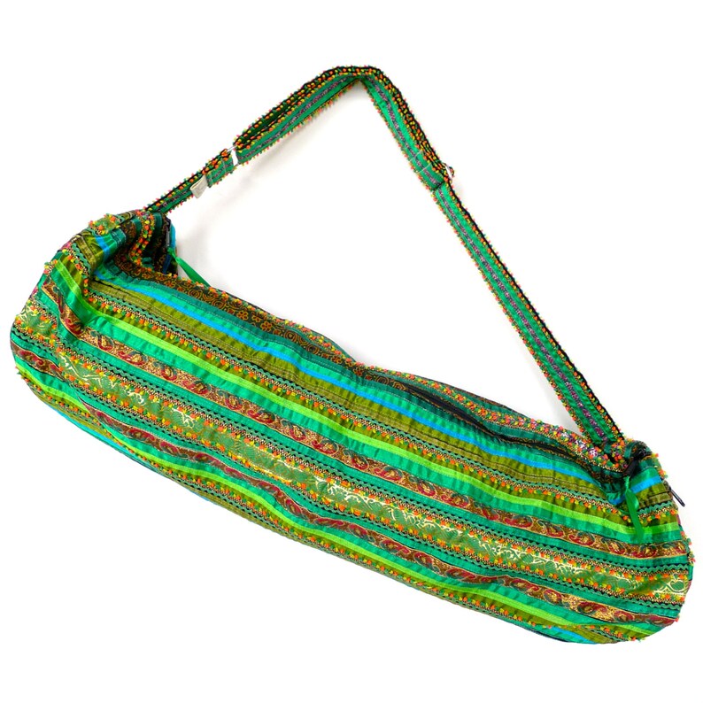 Hand Appliqu\u00e9d Ribbon 2-Zip Style Unconditional Love Yoga Mat Bag
