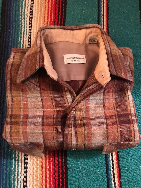 Vintage WOOL Grey & Brown Plaid Winter Shirt | Ou