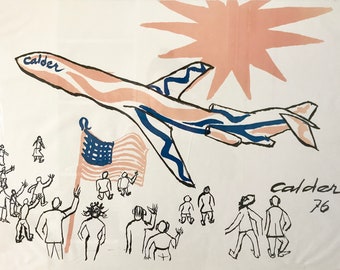 Rare Alexander Calder Lithographie - Braniff Airlines 1976 - encadrée Print 33 x 22