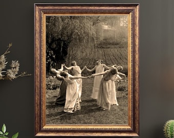 Circle of Witches Dancing 1921 - Antique Vintage Ladies Women Ritual Photographic Print Digital Download - Printable Witch Art