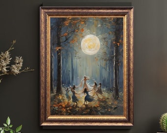 WITCHES CIRCLE - HD Digital Download Instant Printable Witch Art - Oil Painting Remastered High Resolution Jpeg Vintage Pagan Mythology