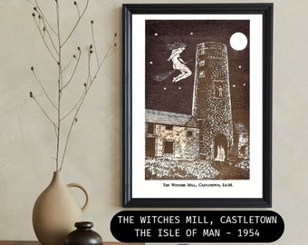 The Witches Mill 1954 Witchcraft Pamphlet Isle of Man - Digital Download Illustration - Printable Witch Art Instant Witchy Wall Decor