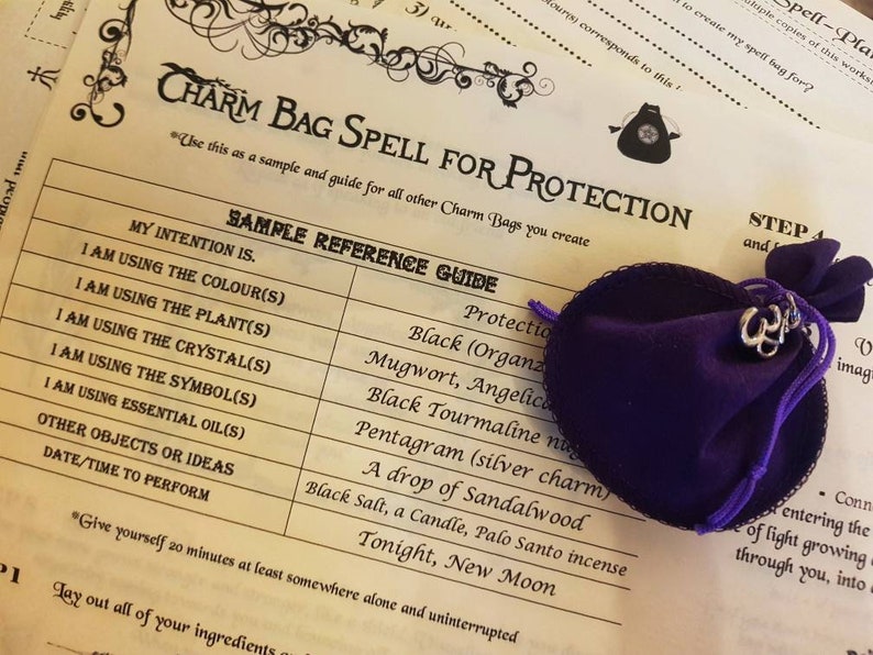 CHARM BAGS how to Make Spell Bags Book of Shadows Artwork Etsy