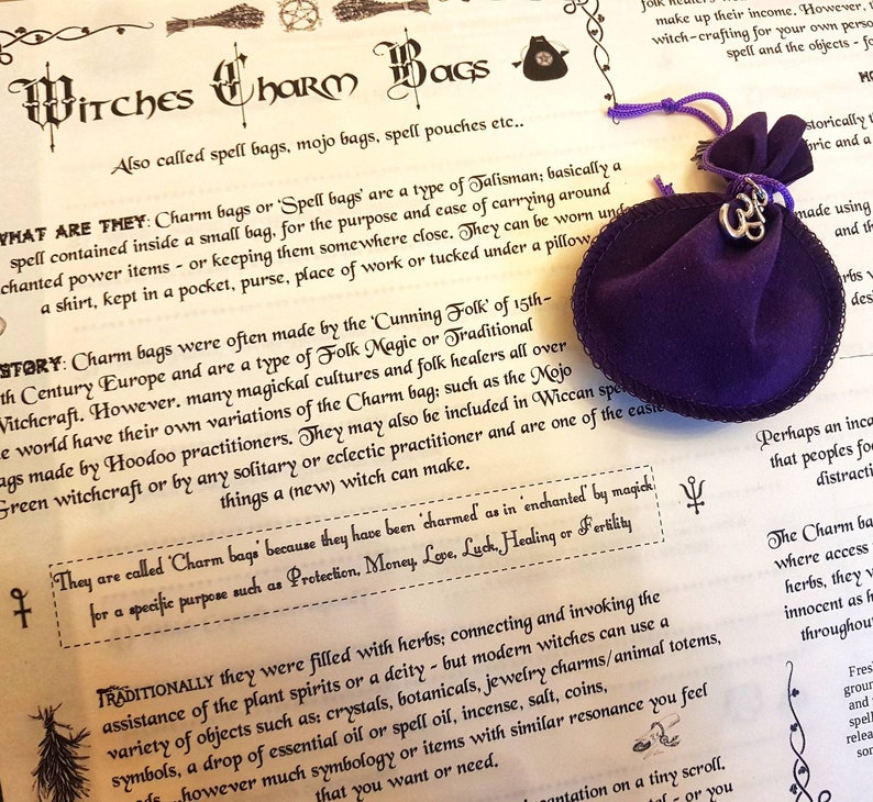 CHARM BAGS how to Make Spell Bags Book of Shadows Artwork Etsy