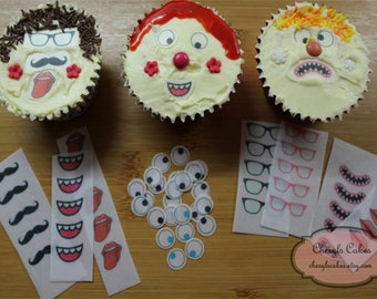 Funny Face, Google Eye Cup Cake Toppers, Edible