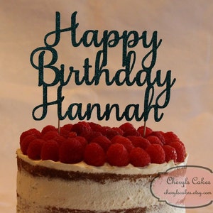 Personalised Happy Birthday Glitter Cake Topper, Various Colours Available image 1