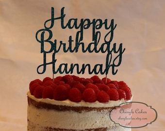 Personalised Happy Birthday Glitter Cake Topper, Various Colours Available
