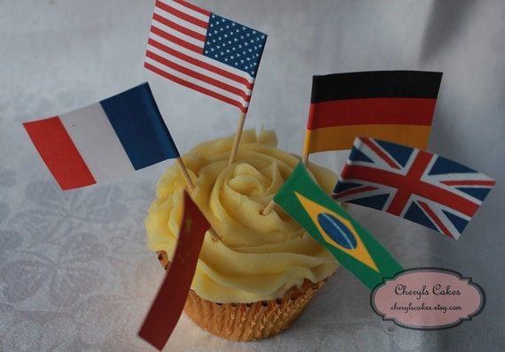 24 Personalised 30th Birthday Party Cup Cake Sandwich Food Flag Topper Buffet
