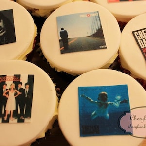 CD Album Cover Cupcake Toppers, Edible, Send Images Of Your Favourite CDs, Set of 12