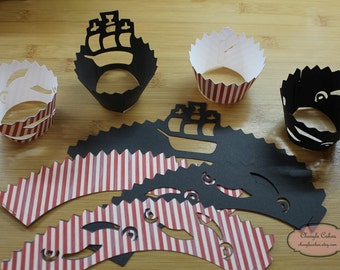 12 Pirate Cupcake Wrappers, Various Designs Available