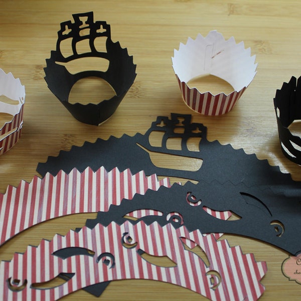 12 Pirate Cupcake Wrappers, Various Designs Available