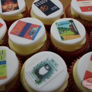 Book Cover Cupcake Toppers, Edible, Send Images Of Your Favourite Books, Set of 12