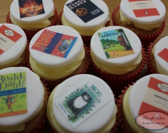 Book Cover Cupcake Toppers, Edible, Send Images Of Your Favourite Books, Set of 12