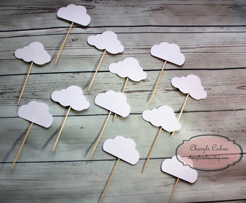 Cloud Cupcake Toppers Set of 12 - Etsy