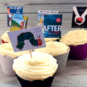 Book Cover Cupcake Toppers, Picks, Set of 12