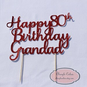 Personalised Happy Birthday Glitter Cake Topper, Various Colours Available zdjęcie 3