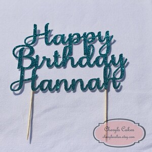 Personalised Happy Birthday Glitter Cake Topper, Various Colours Available zdjęcie 2