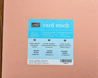 Rare Stampin Up Groovy Guava Cardstock 8 1/2" x 11" Classic Paper,  Original SU Retired Orange Peach Color, 80lb, NIP 24 Sheets, Made in USA