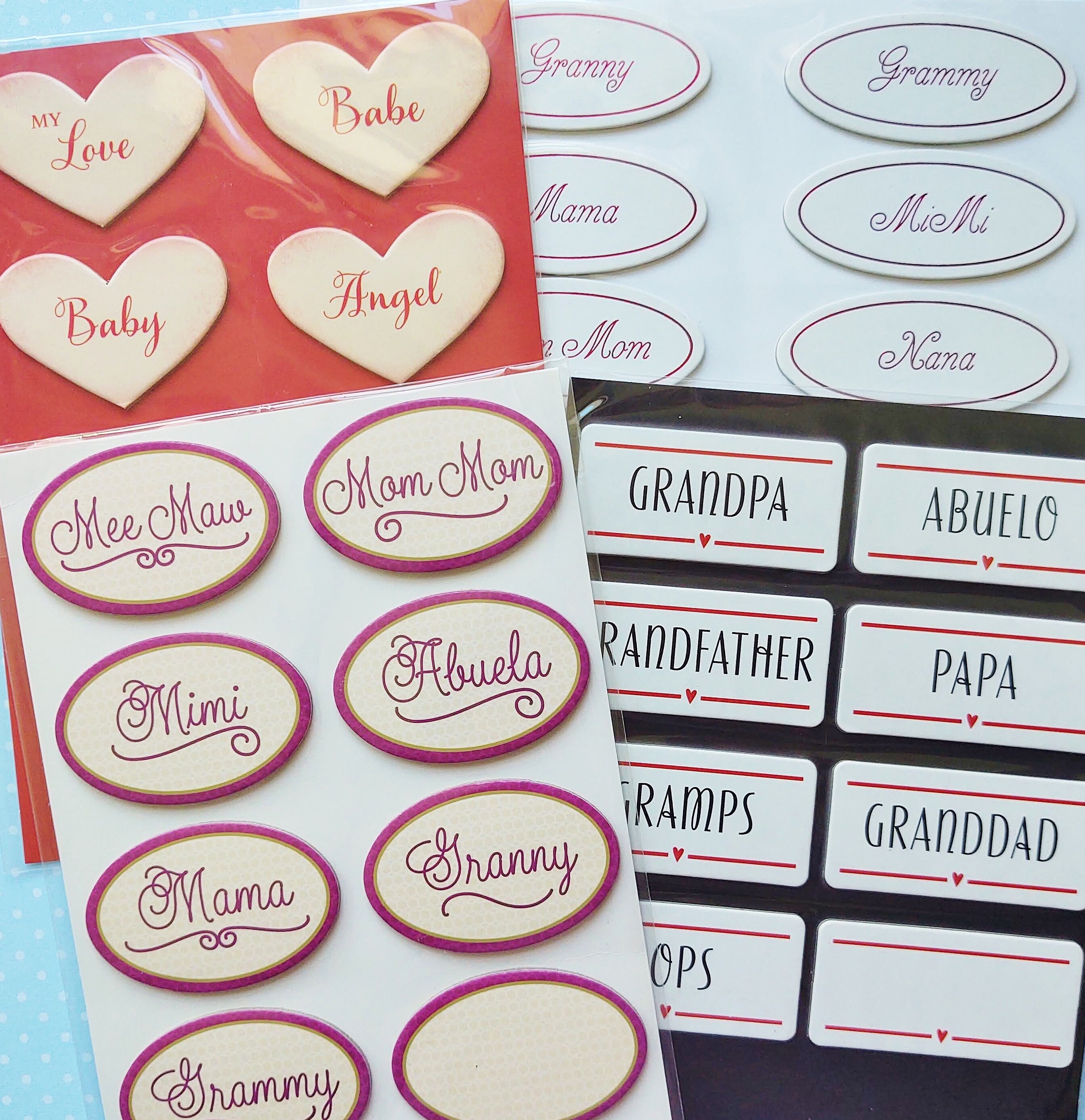 Set of Family Tree Labels, Grandparent Sticker Tags, Spanish Abuela ...