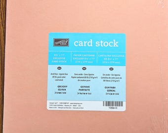 Stampin' Up "Groovy Guava" Cardstock, 8.5" x 11" Acid Free 80 lb Made in USA, Rare SU Retired Peach Salmon Color