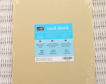 Stampin Up River Rock Cardstock, 8 1/2" x 11", 24 Sheets, 80 lb, Rare Classic Paper, Original SU Retired Tan Sand Color, Made in USA, Opened