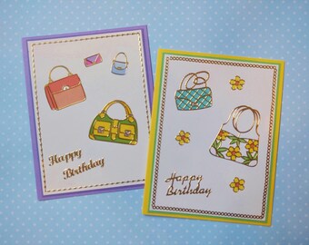 Cute Retro Handbag Card, Handmade Happy Birthday, Vintage Pocketbooks, Colorful Stylish Purses, Best Friend Humor, Shop til you Drop, BFF