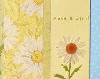 3D Daisy Handmade Blank Card, Make A Wish Greeting, Delicate Shasta Daisy Popup, Cheerful Gardener's Birthday, Elegant Vellum Flower Accent