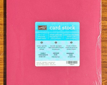 Stampin' Up Purely Pomegranate Cardstock, 8 1/2" x 11" Rare Classic Paper, Original SU Retired Red Color, 80lb, NIP 24 Sheets, Made in USA