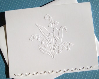 Embossed Lily of the Valley Sympathy Card, Condolences, Sincere Sympathy, Elegant Bereavement Card, Sorry For Your Loss, Death of Loved One