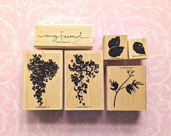 Blossoms Abound - Stampin' Up Retired Rubber Stamp Set, Unused Wood Mounted, Easy Two Step Technique, Cluster Lilac, Wisteria, Delphinium