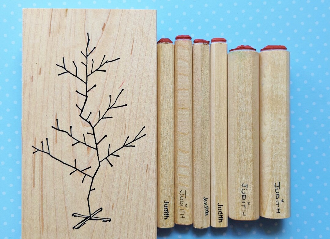 Judith Rubber Stamp Set, Dowels Pegs Wood Mounted, Large Charlie Brown