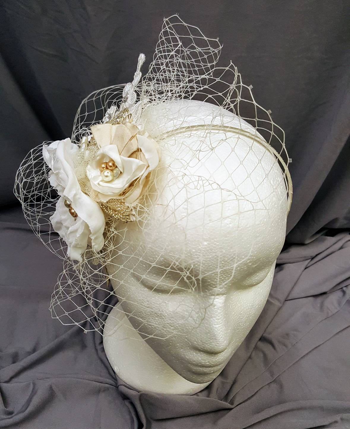 Silk Flower headband with net detailing. FLORA by parchment Etsy.de