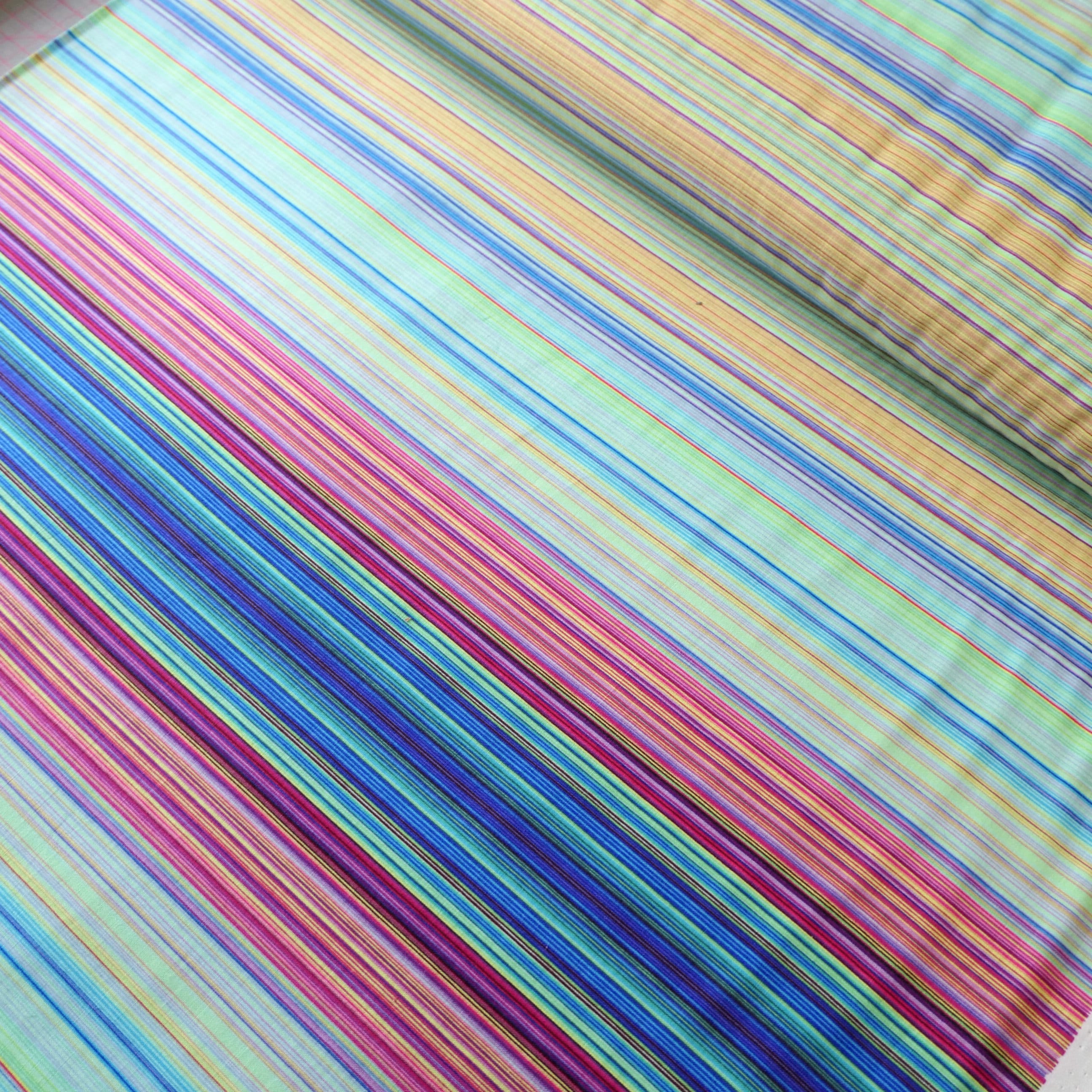 Fabric Crafts Michael Miller Fabric Rainbow Stripe Rain HALF METRE