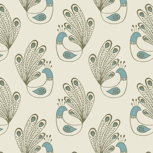 A99-2 Peacock on Cornish Cream Lewis & Irene Home Sweet Home Patchwork Quilting Fabric