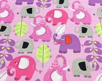 CX5870 Pink Elephants Pachyderm Shower ‘Reduced’ Michael Miller Patchwork Quilting Fabric