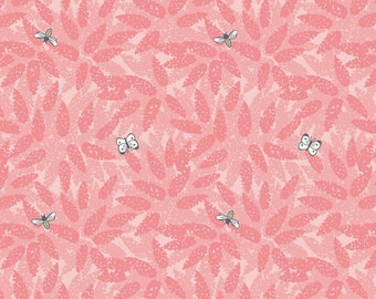 Lewis & Irene Grandma's Garden Patchwork Quilting Fabric A196.1 Pink Buddleia - Butterfly